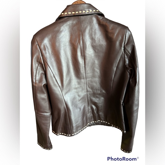 SAGUARO women’s SIZE Medium Brown Button Down Leather Jacket NWOT - Picture 2 of 9